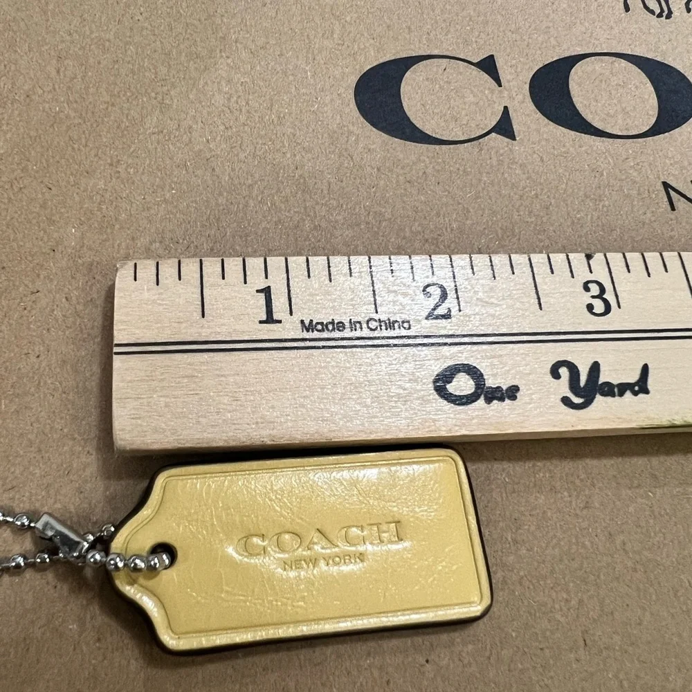 Coach Yellow Leather Tag Key & Card Holder with Ball-Chain